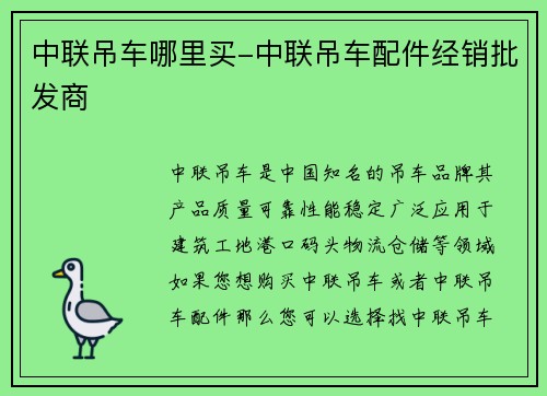 中联吊车哪里买-中联吊车配件经销批发商