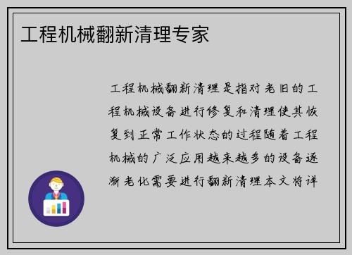 工程机械翻新清理专家